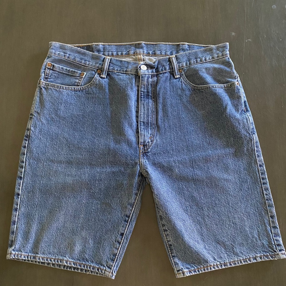 Levis 505 Regular Fit Denim Shorts Mens 38 Blue Medium Wash Cotton Jean Shorts